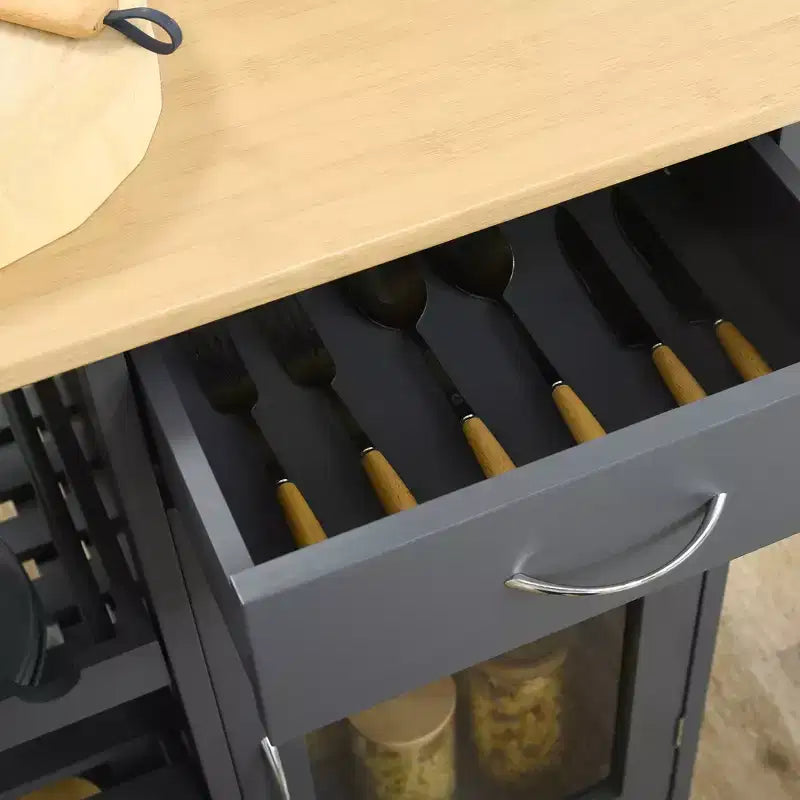 Carrello da Cucina Bianco con Ruote, Cassetto, Armadietto e Ripiani – 1 Persona