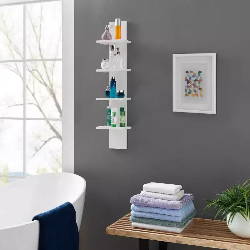 Scaffale a colonna con struttura a spina, 4 ripiani, 39,5 x 9, linea Utility - Danya B.