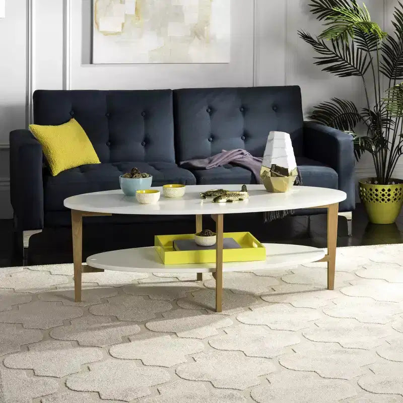 Tavolino Ovale Woodruff - Bianco/Rovere - Safavieh