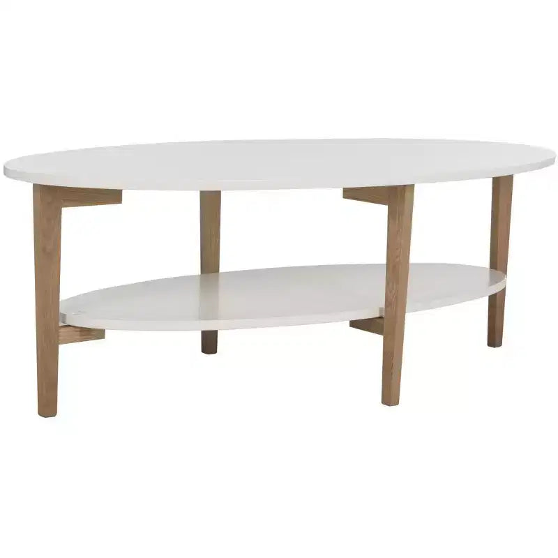 Tavolino Ovale Woodruff - Bianco/Rovere - Safavieh