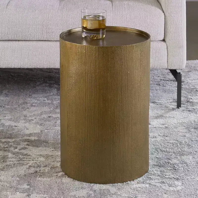 Tavolino d'appoggio rotondo Uttermost Glam in alluminio 12" largo oro antico per soggiorno camera da letto comodino ingresso casa ufficio bagno