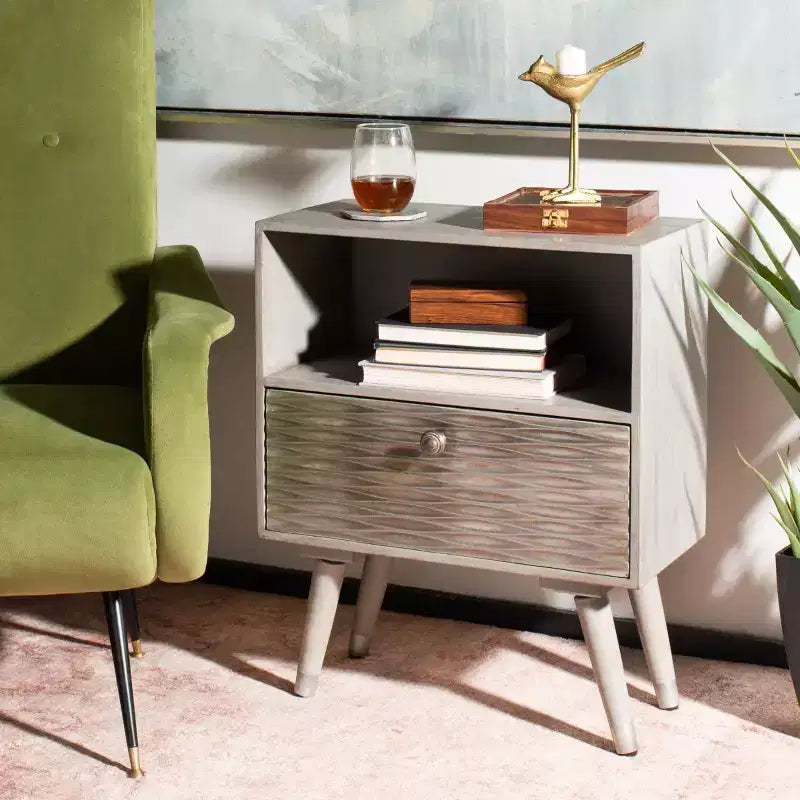 Comodino con 1 cassetto Brandy - NST5301 - Noce Grigio - Safavieh