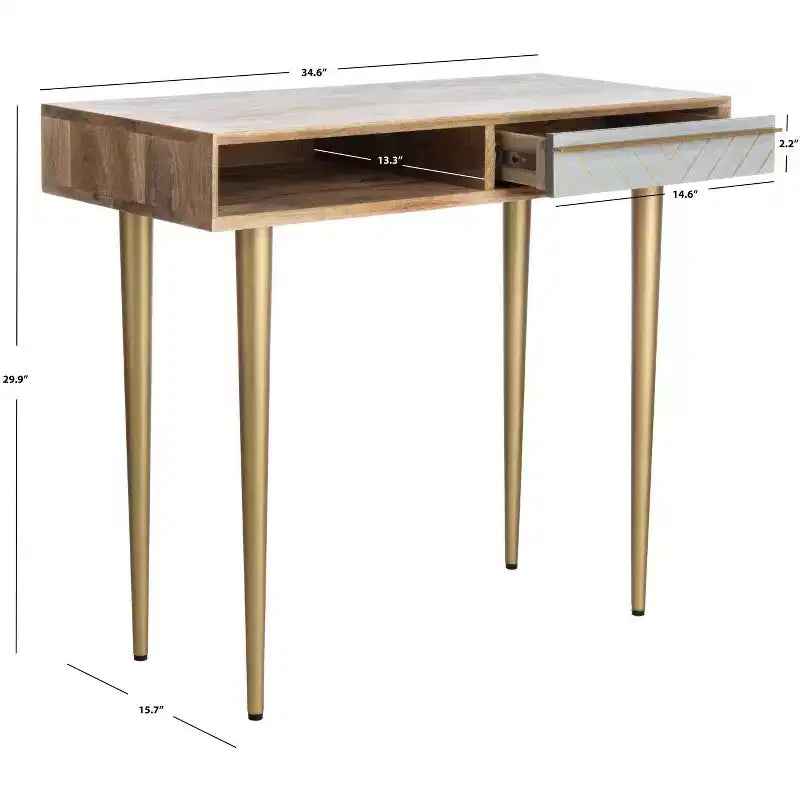 Scrivania Leni - DSK9003 - Naturale/Ottone - Safavieh