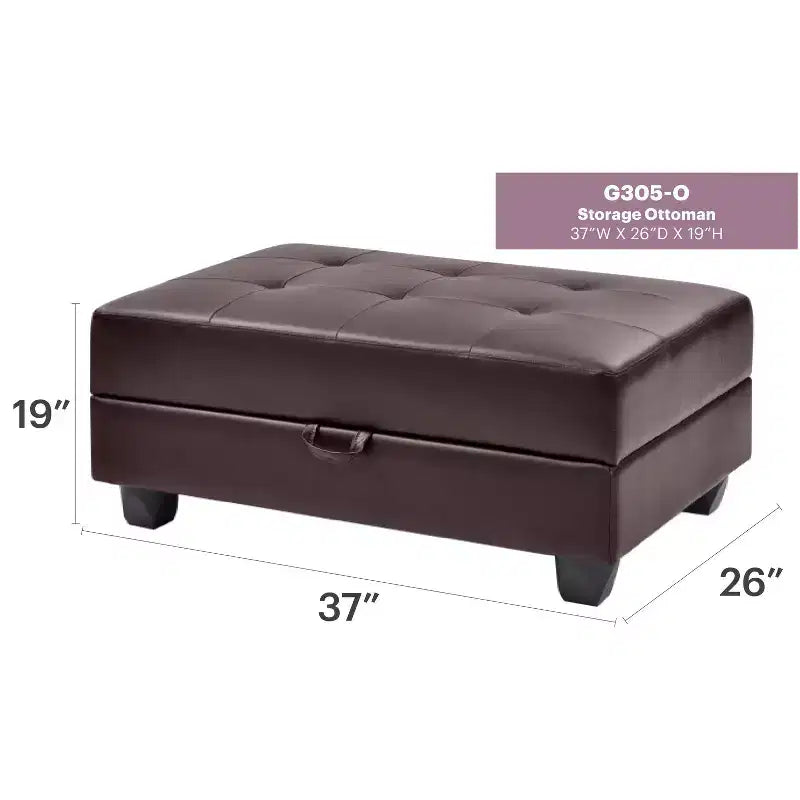 Passion Furniture Revere pouf contenitore imbottito in ecopelle