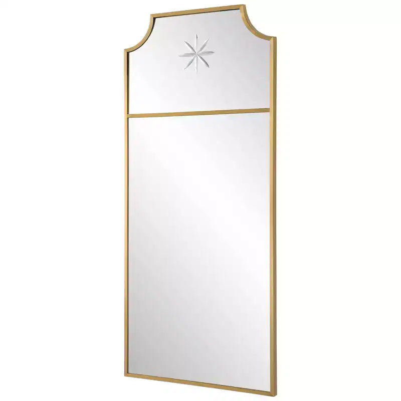 Specchio Decorativo da Parete Rettangolare Uttermost con Angoli Curvi e Cornice in Ottone Spazzolato Satinato, Larghezza 18, per Bagno, Camera da Letto, Soggiorno