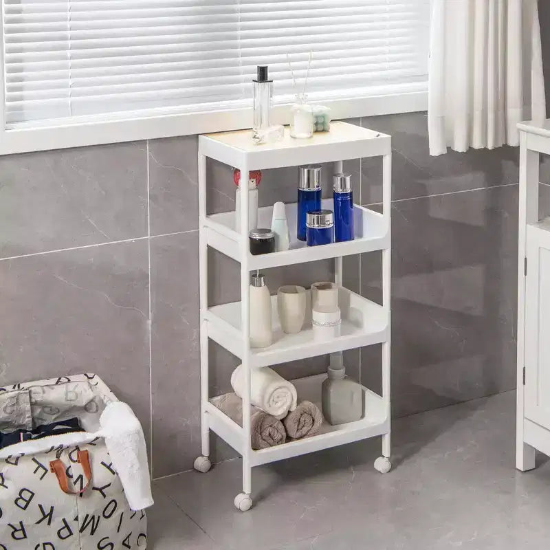 Costway Carrello di Utilità a 4 Ripiani con Vassoio Superiore Rimovibile, Set da 2 Pezzi