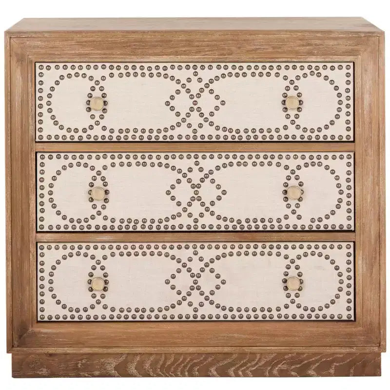 Kenta 3 Drawer Chest - CHS6415 - Rustic Oak/Beige Linen - Safavieh