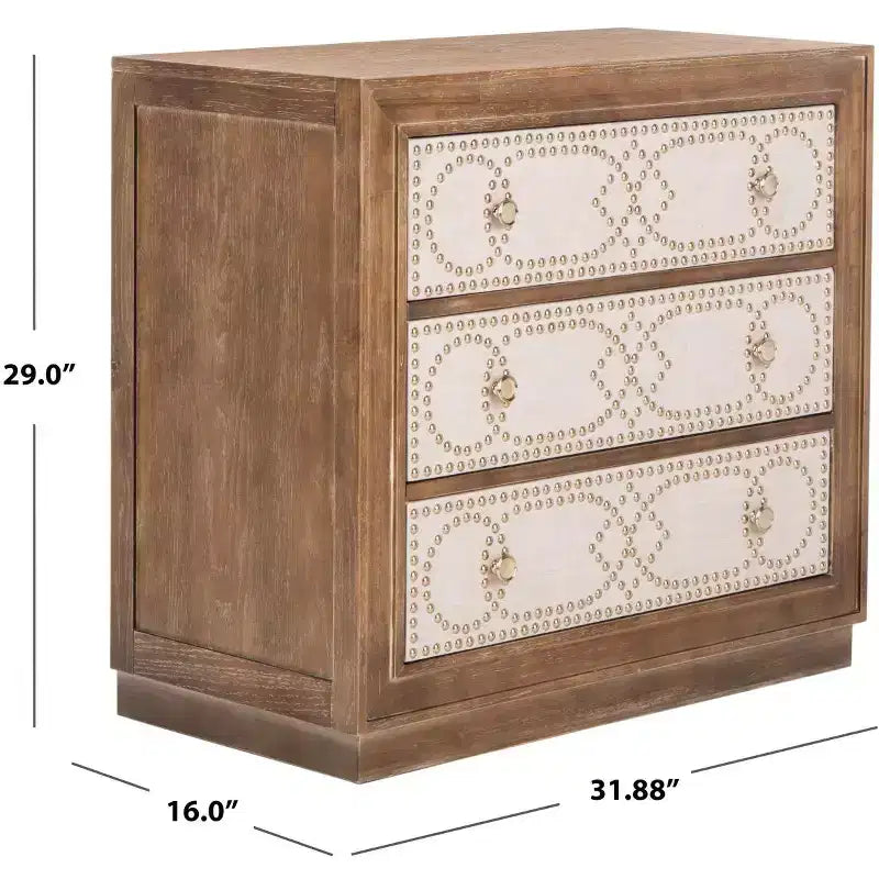 Cassettiera Kenta a 3 cassetti - CHS6415 - Rovere rustico/Lino beige - Safavieh