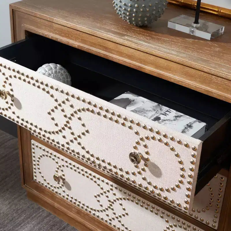 Cassettiera Kenta a 3 cassetti - CHS6415 - Rovere rustico/Lino beige - Safavieh