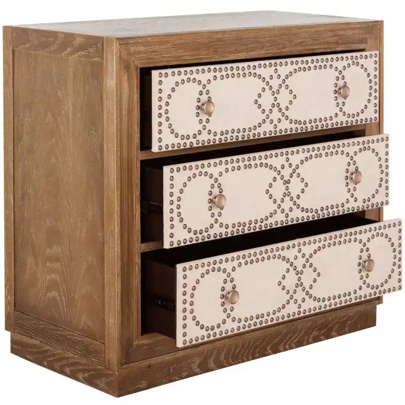 Cassettiera Kenta a 3 cassetti - CHS6415 - Rovere rustico/Lino beige - Safavieh