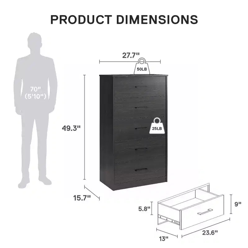 Cassettiera a 4 cassetti Pearce della collezione BrEZ Build di Ameriwood Home