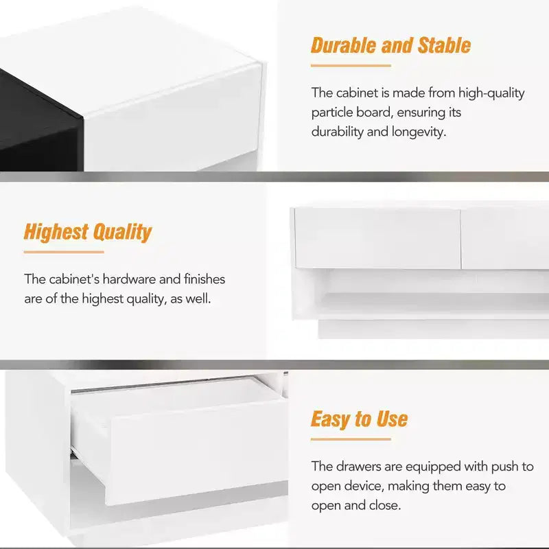 74.8 Mobile TV elegante per TV fino a 80 pollici, consolle multimediale bicolore con scomparto multifunzionale - ModernLuxe