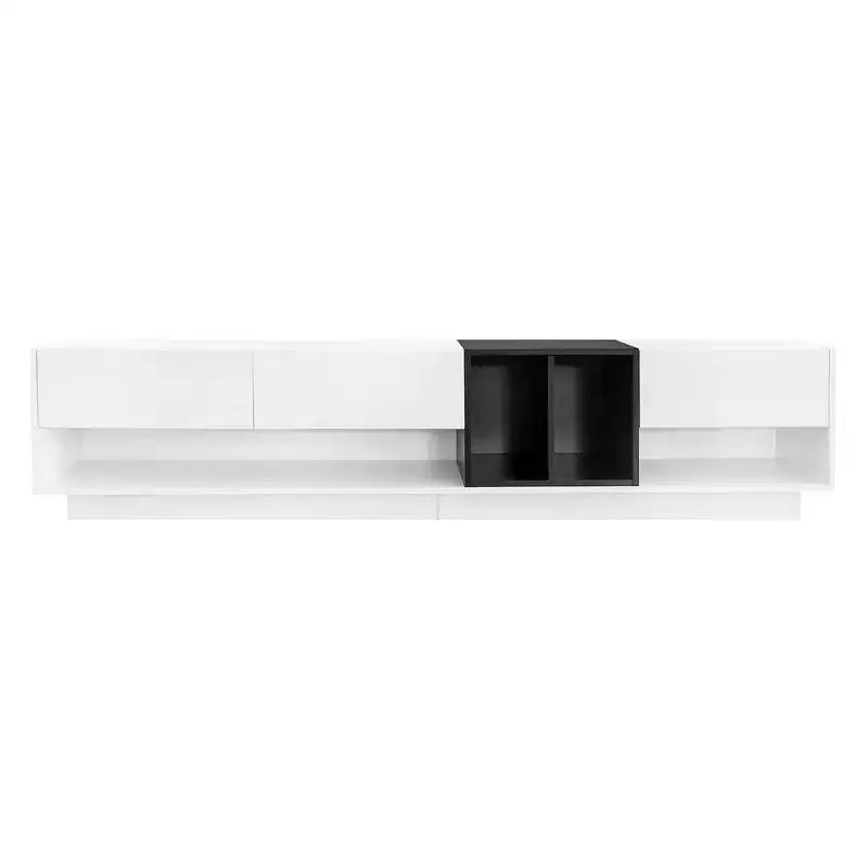 74.8 Mobile TV elegante per TV fino a 80 pollici, consolle multimediale bicolore con scomparto multifunzionale - ModernLuxe