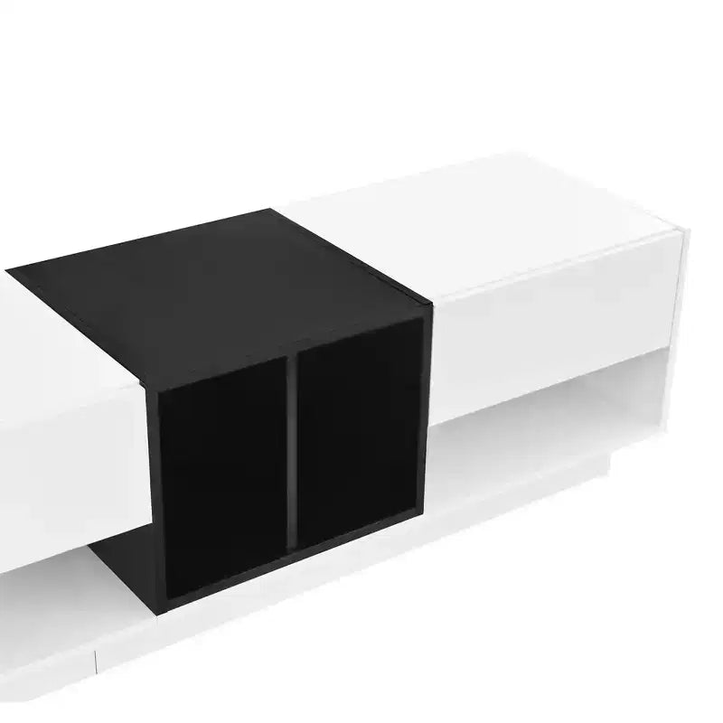 74.8 Mobile TV elegante per TV fino a 80 pollici, consolle multimediale bicolore con scomparto multifunzionale - ModernLuxe