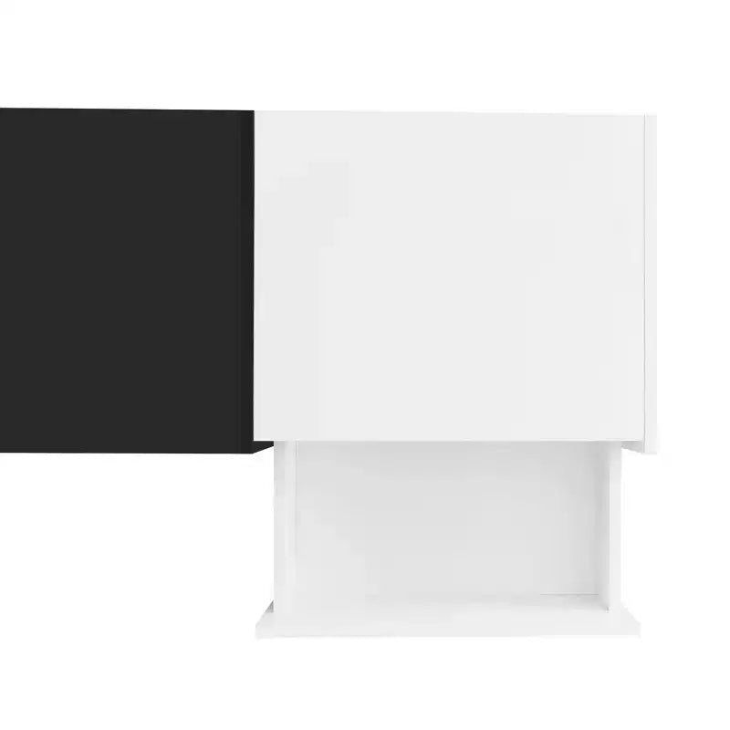 74.8 Mobile TV elegante per TV fino a 80 pollici, consolle multimediale bicolore con scomparto multifunzionale - ModernLuxe