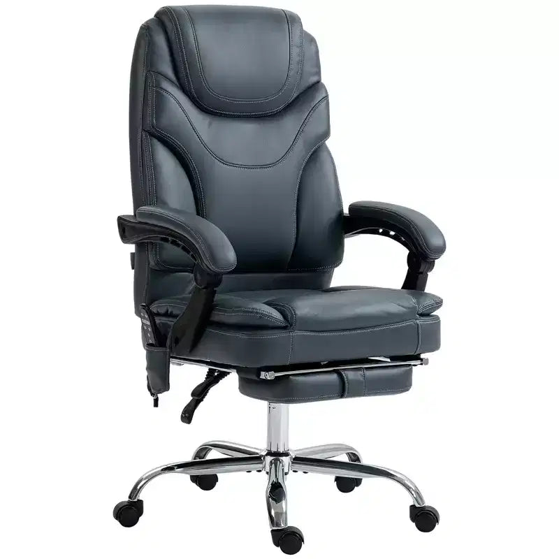 Sedia da ufficio Vinsetto con massaggio vibrante e calore, altezza regolabile, schienale alto, poggiapiedi, sedia da scrivania comoda in pelle PU