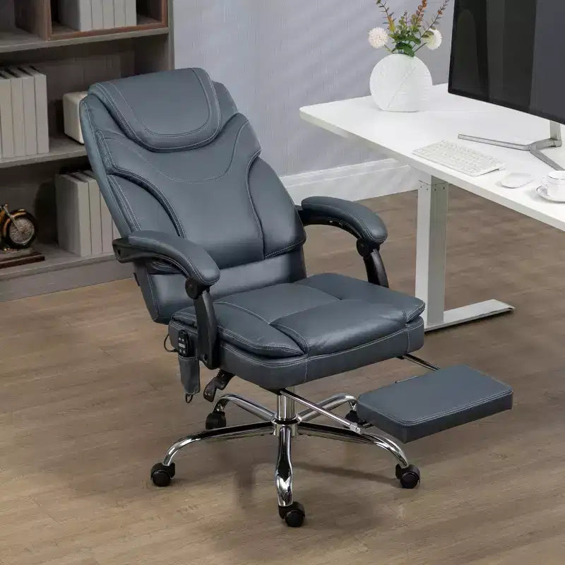 Sedia da ufficio Vinsetto con massaggio vibrante e calore, altezza regolabile, schienale alto, poggiapiedi, sedia da scrivania comoda in pelle PU