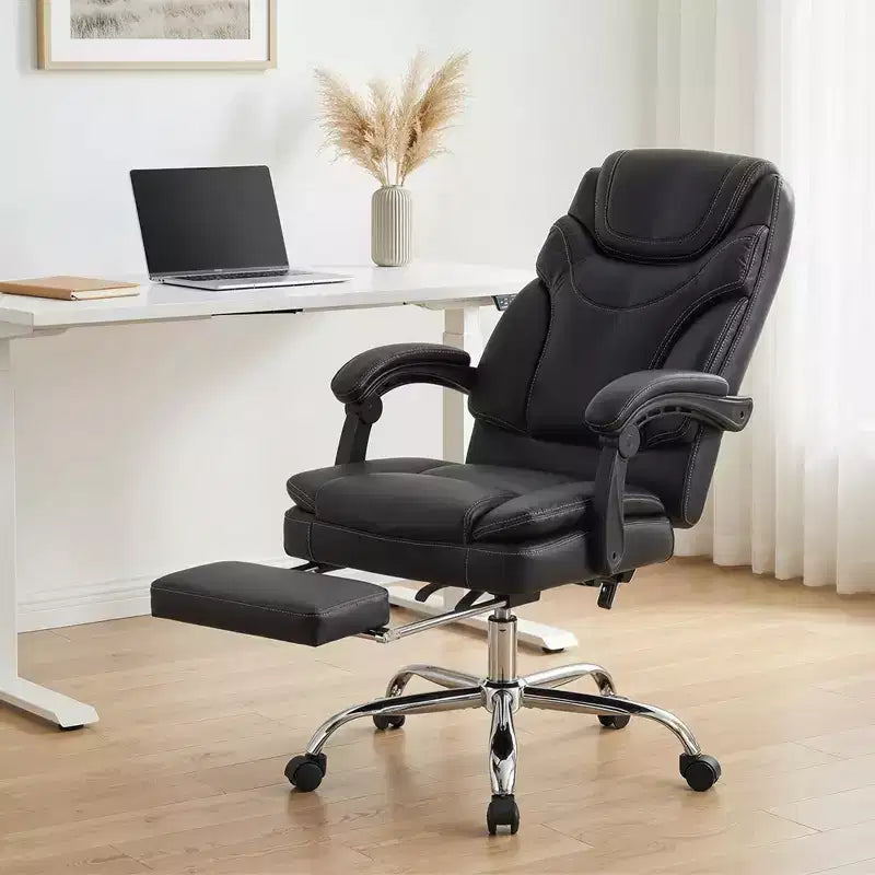 Sedia da ufficio Vinsetto con massaggio vibrante e calore, altezza regolabile, schienale alto, poggiapiedi, sedia da scrivania comoda in pelle PU