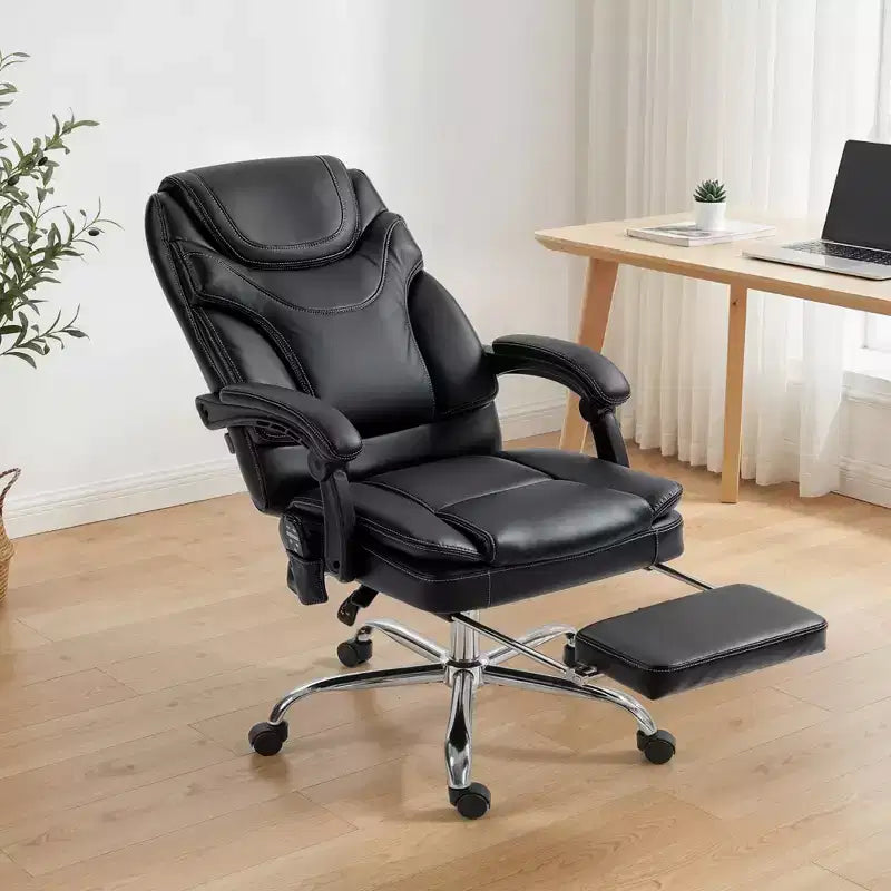 Sedia da ufficio Vinsetto con massaggio vibrante e calore, altezza regolabile, schienale alto, poggiapiedi, sedia da scrivania comoda in pelle PU