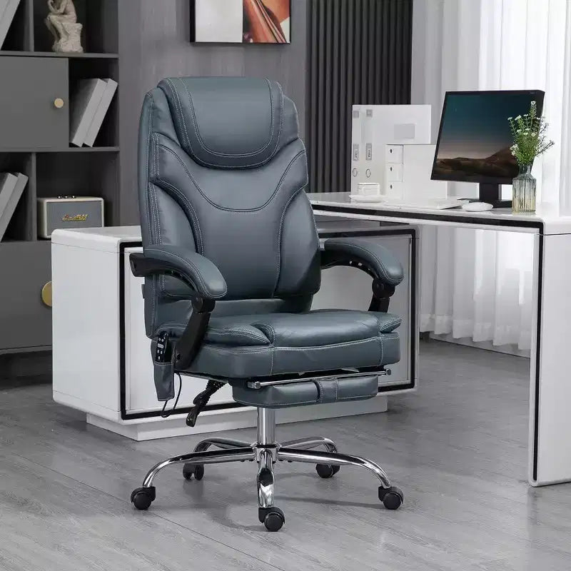 Sedia da ufficio Vinsetto con massaggio vibrante e calore, altezza regolabile, schienale alto, poggiapiedi, sedia da scrivania comoda in pelle PU
