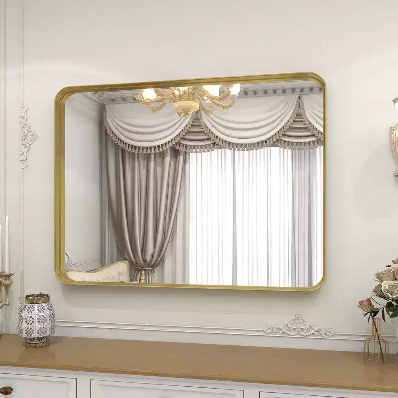 Specchio da parete per bagno HOMLUX, rettangolare, per vanità, verticale o orizzontale, nero/oro