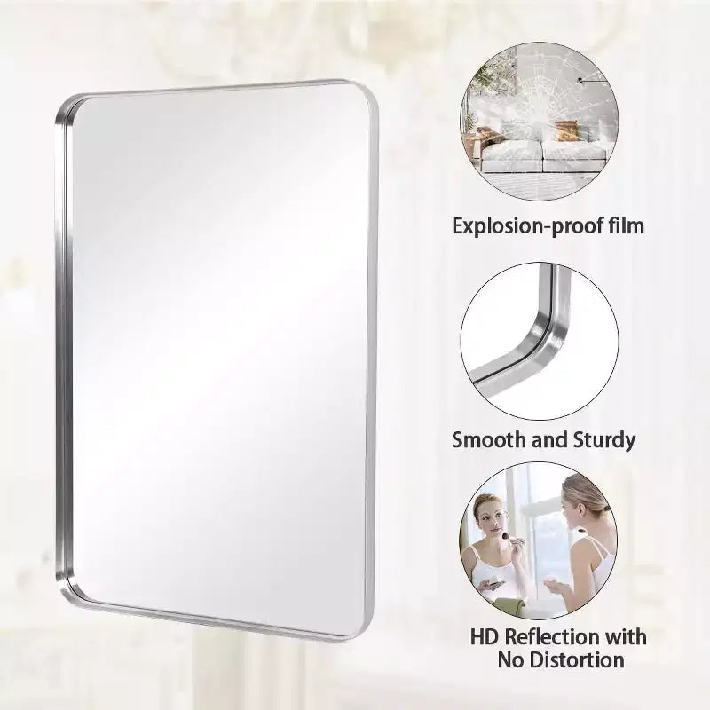 Specchio da parete per bagno HOMLUX, rettangolare, per vanità, verticale o orizzontale, nero/oro