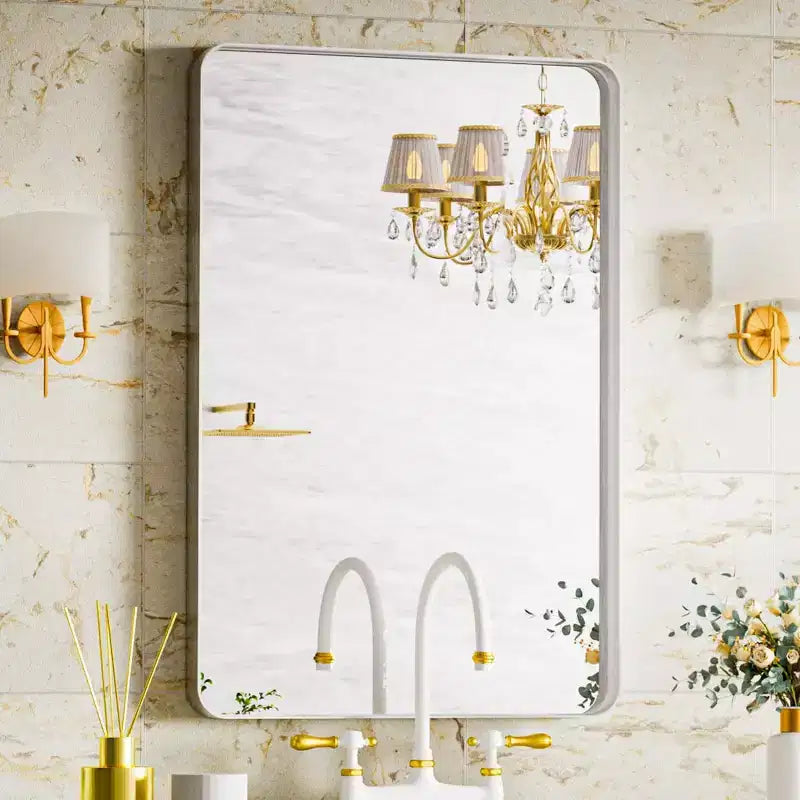 Specchio da parete per bagno HOMLUX, rettangolare, per vanità, verticale o orizzontale, nero/oro