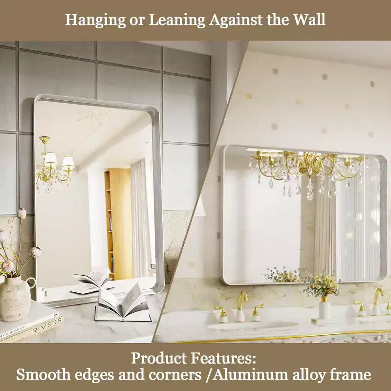 Specchio da parete per bagno HOMLUX, rettangolare, per vanità, verticale o orizzontale, nero/oro