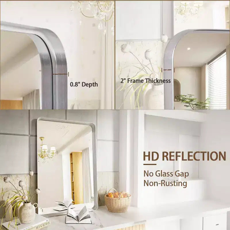 Specchio da parete per bagno HOMLUX, rettangolare, per vanità, verticale o orizzontale, nero/oro