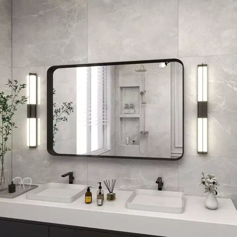 Specchio da parete per bagno HOMLUX, rettangolare, per vanità, verticale o orizzontale, nero/oro