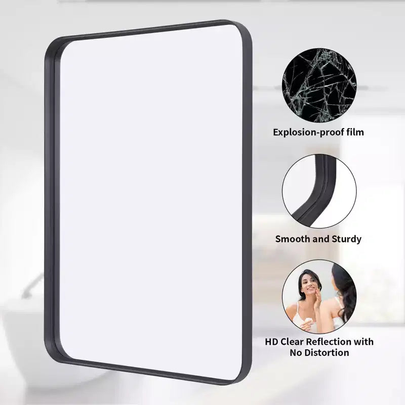 Specchio da parete per bagno HOMLUX, rettangolare, per vanità, verticale o orizzontale, nero/oro