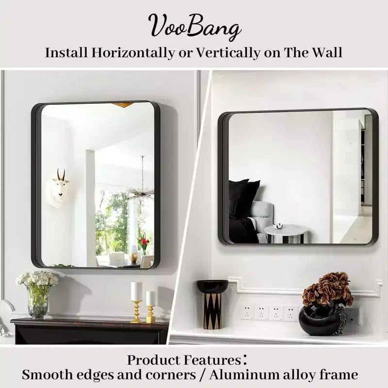 Specchio da parete per bagno HOMLUX, rettangolare, per vanità, verticale o orizzontale, nero/oro