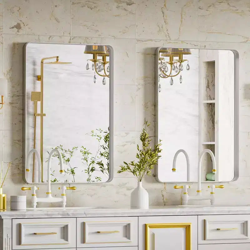 Specchio da parete per bagno HOMLUX, rettangolare, per vanità, verticale o orizzontale, nero/oro