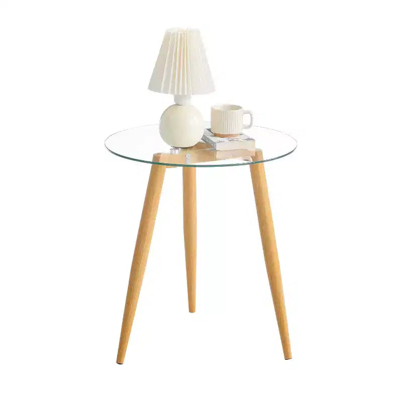 Set 2 tavolini da caffè e tavolini laterali Van Beuren rotondi moderni di metà secolo con ripiano in vetro - Danya B.