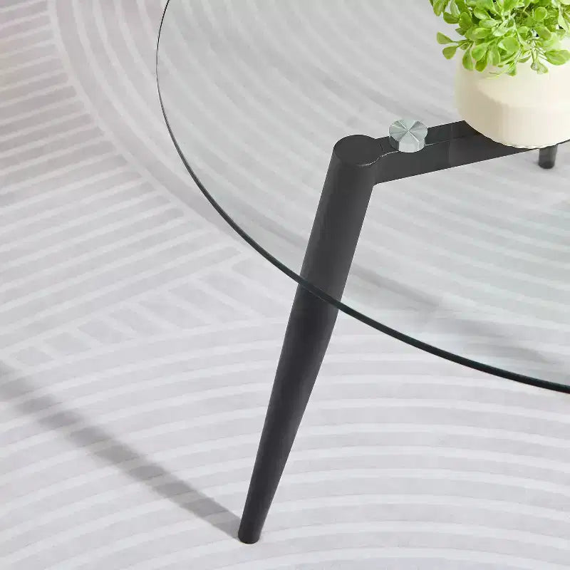 Set 2 tavolini da caffè e tavolini laterali Van Beuren rotondi moderni di metà secolo con ripiano in vetro - Danya B.