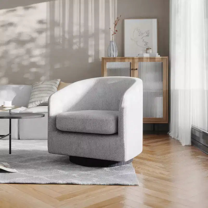 Poltrona a botte commerciale in stile Flash Furniture Landon Club con base girevole in metallo a 360 gradi e braccioli inclinati