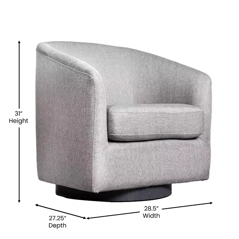 Poltrona a botte commerciale in stile Flash Furniture Landon Club con base girevole in metallo a 360 gradi e braccioli inclinati