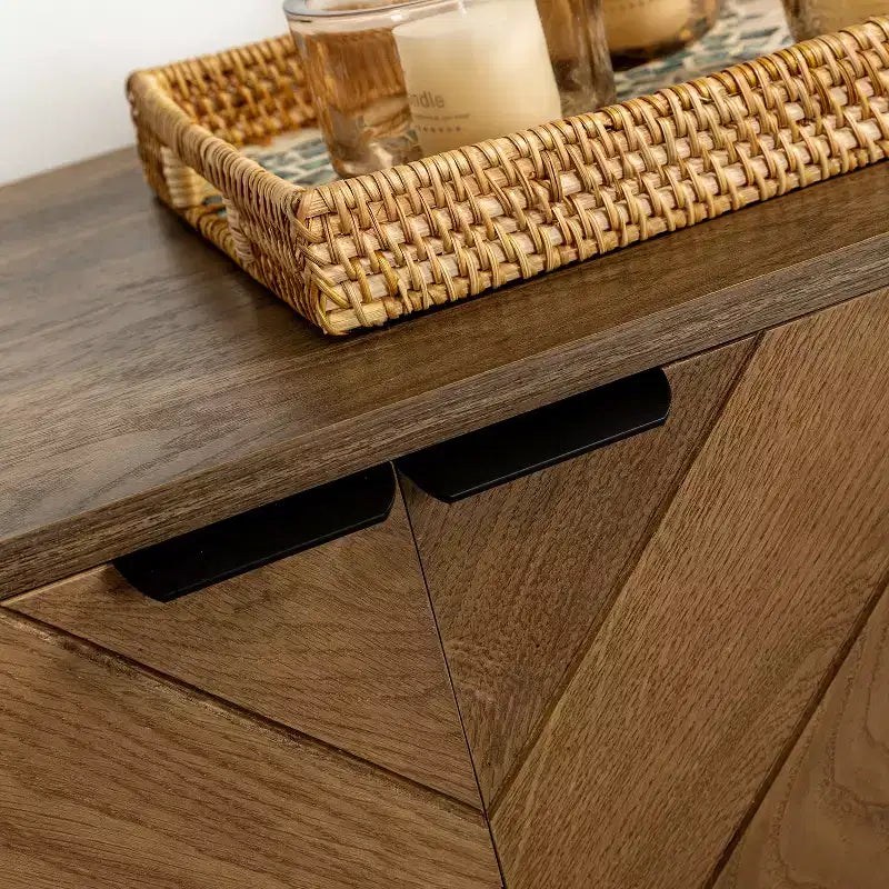 Jakob Mobile Contenitore Moderno 32" di Altezza con Elemento a Spina di Pesce e 2 Ante|Karat Home