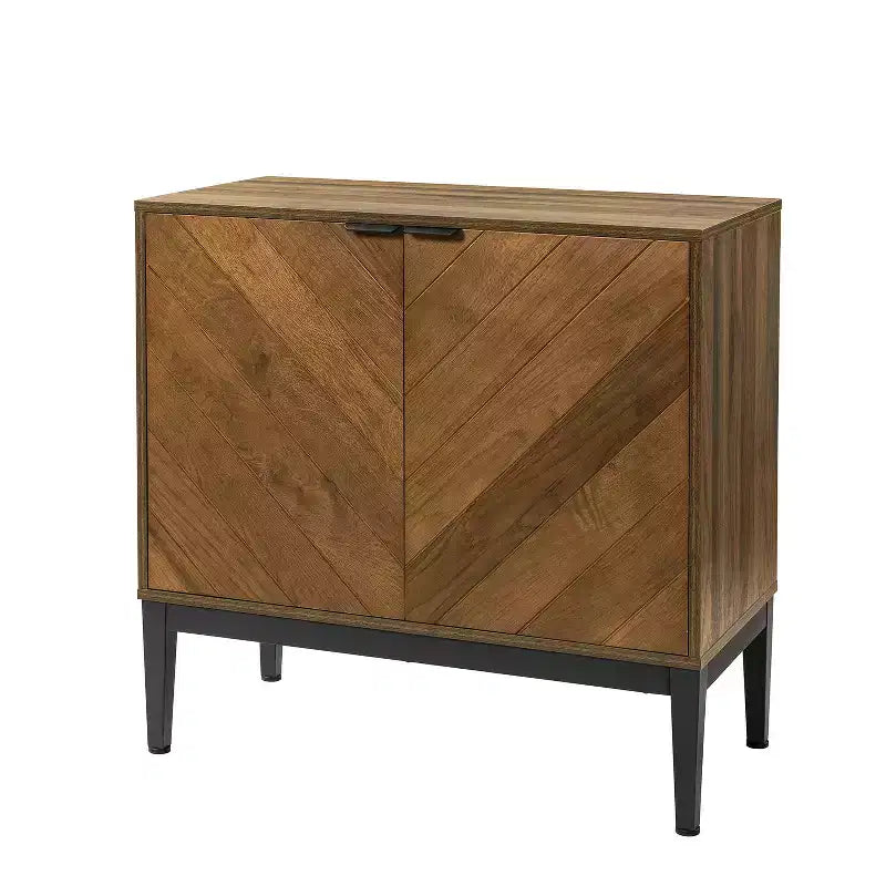 Jakob Mobile Contenitore Moderno 32" di Altezza con Elemento a Spina di Pesce e 2 Ante|Karat Home