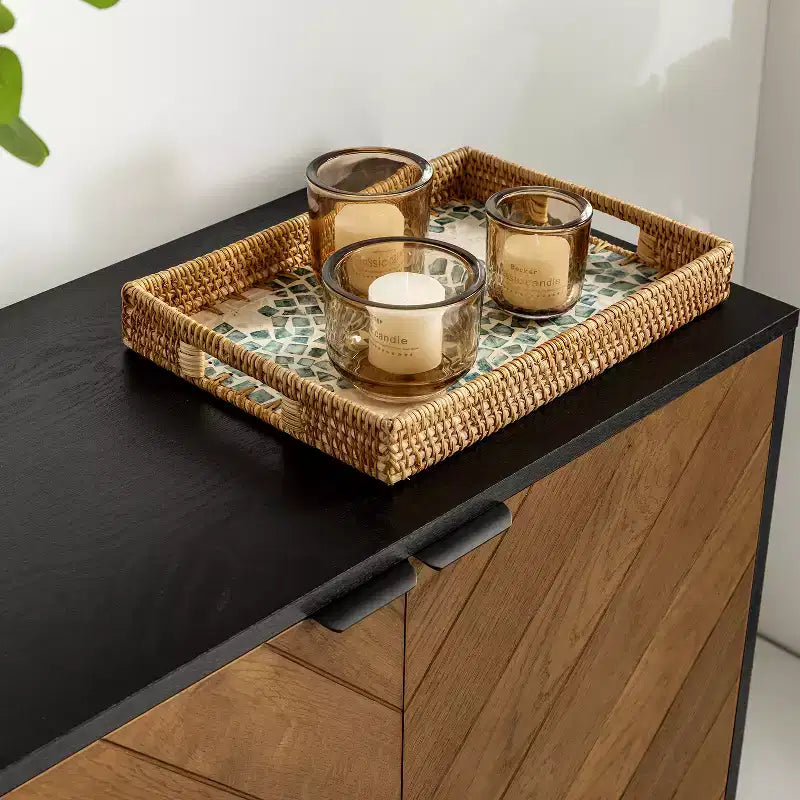 Set di 2 mobili contenitori moderni Jakob 32Tall con elemento a spina di pesce a 2 ante | Karat Home