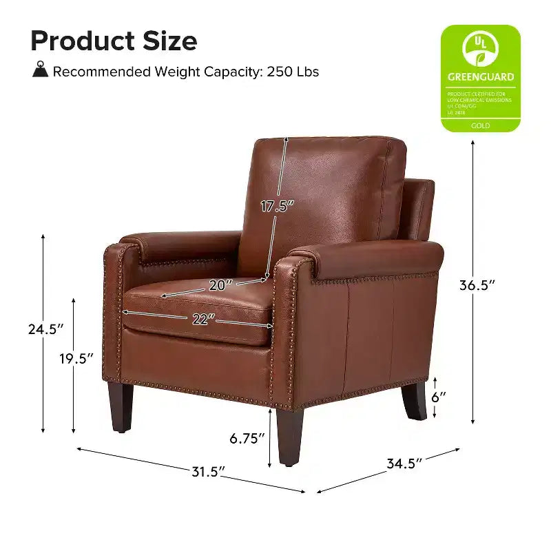 Poltrone in vera pelle Hellmuth (set da 2) con cuscino rimovibile e borchie decorative | HULALA HOME