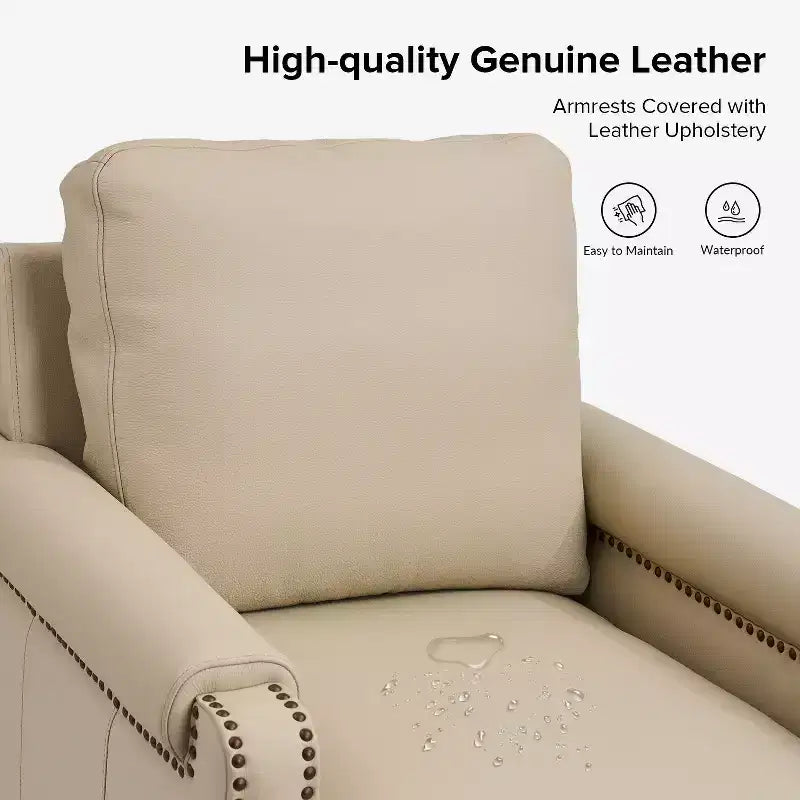 Poltrone in vera pelle Hellmuth (set da 2) con cuscino rimovibile e borchie decorative | HULALA HOME