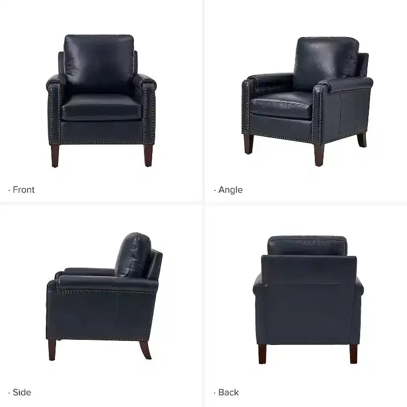 Poltrone in vera pelle Hellmuth (set da 2) con cuscino rimovibile e borchie decorative | HULALA HOME