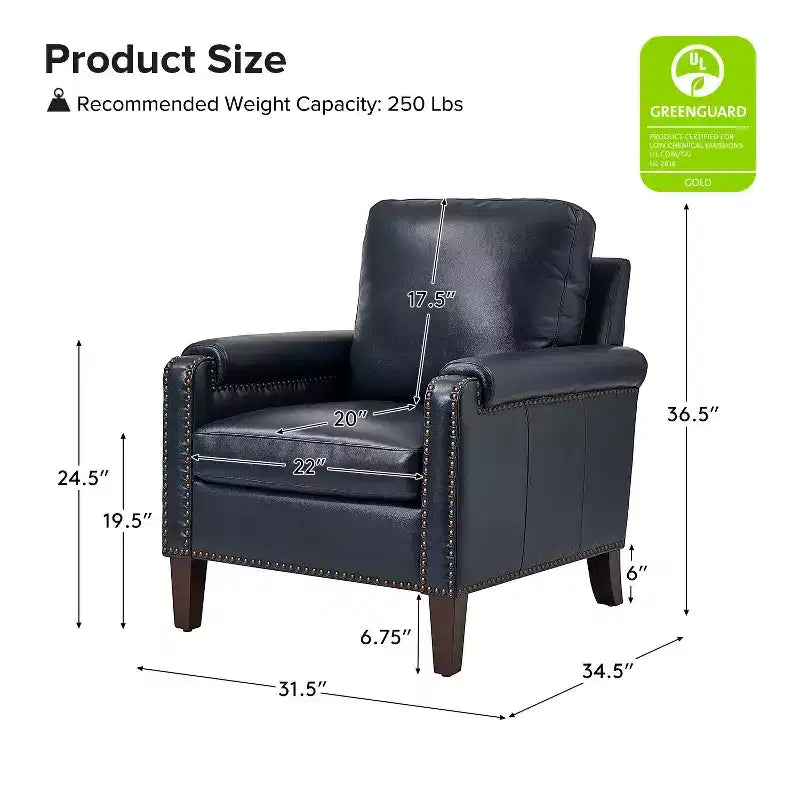 Poltrone in vera pelle Hellmuth (set da 2) con cuscino rimovibile e borchie decorative | HULALA HOME