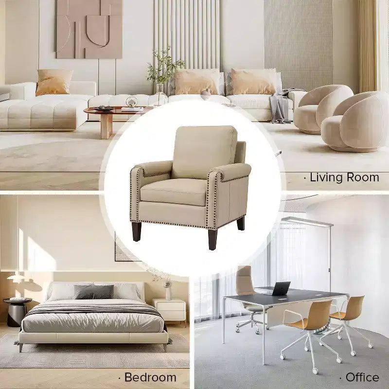 Poltrone in vera pelle Hellmuth (set da 2) con cuscino rimovibile e borchie decorative | HULALA HOME