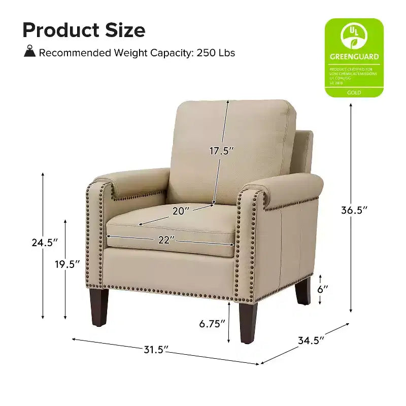 Poltrone in vera pelle Hellmuth (set da 2) con cuscino rimovibile e borchie decorative | HULALA HOME