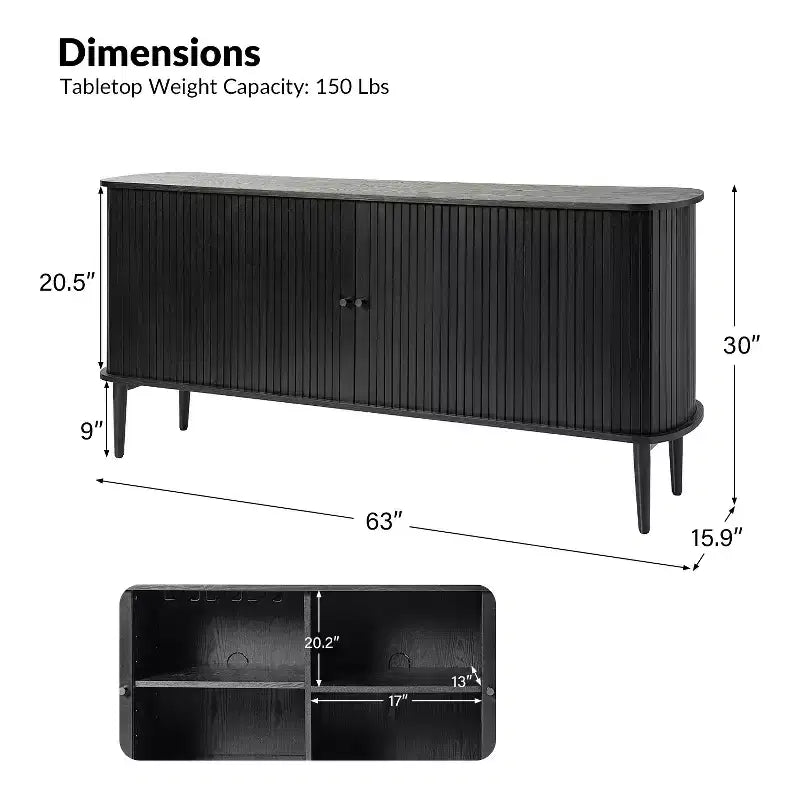Werrer 63Wide Moderna credenza con ripiano regolabile | HULALA HOME