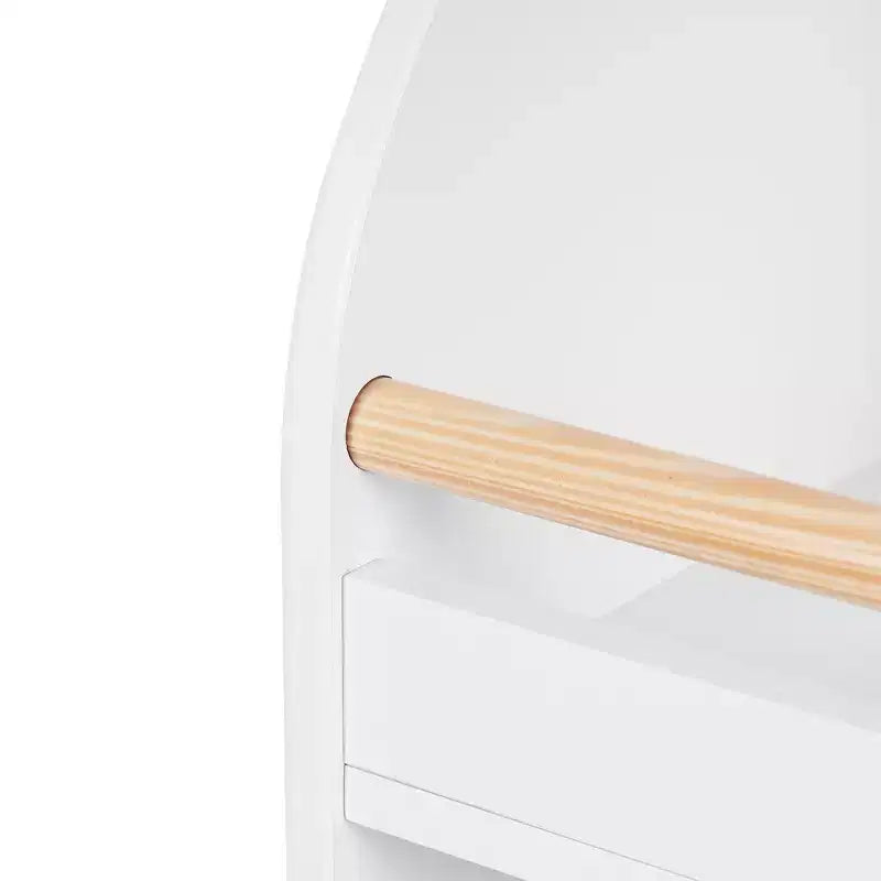 LuxenHome Scaffale libreria per bambini in legno 37,4H con barra anticaduta, libreria bianca per bambini, organizzatori e contenitori per giocattoli