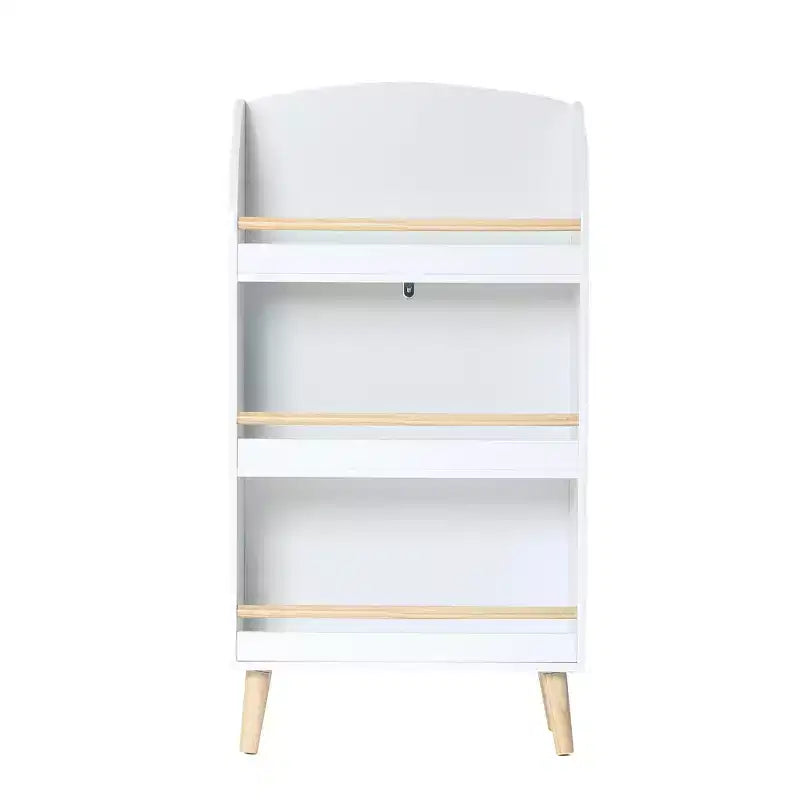LuxenHome Scaffale libreria per bambini in legno 37,4H con barra anticaduta, libreria bianca per bambini, organizzatori e contenitori per giocattoli