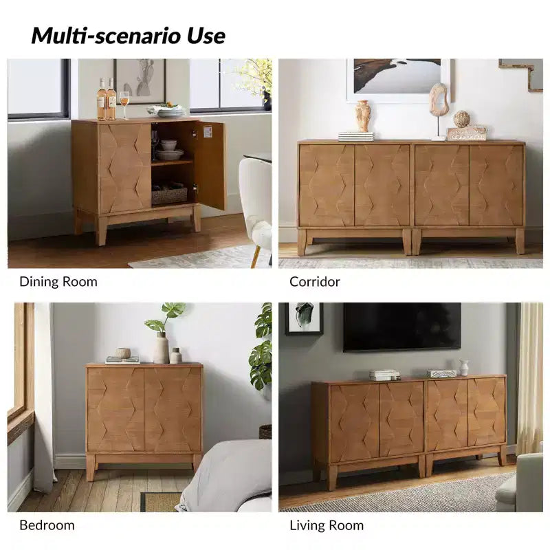 Set di 2 mobili accentati a 2 ante Lucinda da 76 cm con ripiani regolabili | HULALA HOME